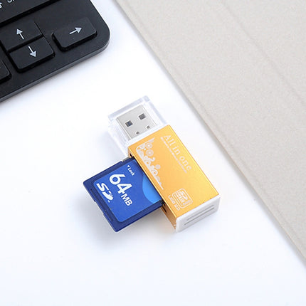 Multi in 1 Memory SD Card Reader for Memory Stick Pro Duo Micro SD,TF,M2,MMC,SDHC MS Card(Gold)-garmade.com