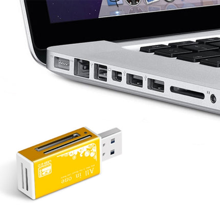 Multi in 1 Memory SD Card Reader for Memory Stick Pro Duo Micro SD,TF,M2,MMC,SDHC MS Card(Gold)-garmade.com