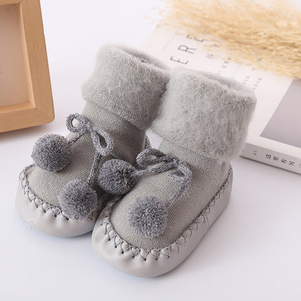 Winter Baby Warmer Floor Shoes Anti-Slip Baby Step Shoes, Size:13cm(Gray)-garmade.com