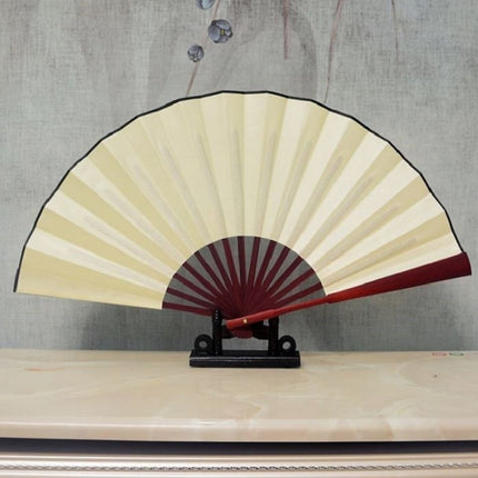 8 inch Pure Color Blank Silk Cloth Folding Fan Chinese Style Calligraphy Painting Fan(Beige)-garmade.com