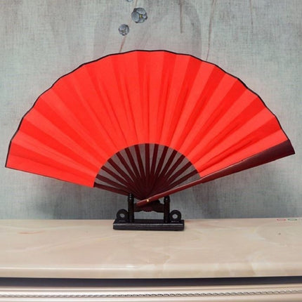 10 inch Pure Color Blank Silk Cloth Folding Fan Chinese Style Calligraphy Painting Fan(Red)-garmade.com