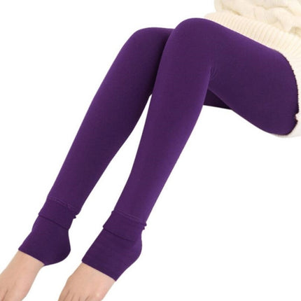 2 PCS Autumn and Winter Models Plus Velvet Thick Stepping Base Women Slim Slimming Warm Pants, Size:M(Purple)-garmade.com