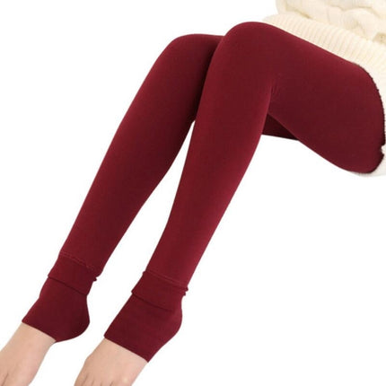 2 PCS Autumn and Winter Models Plus Velvet Thick Stepping Base Women Slim Slimming Warm Pants, Size:M(Red)-garmade.com