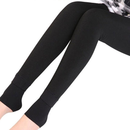 2 PCS Autumn and Winter Models Plus Velvet Thick Stepping Base Women Slim Slimming Warm Pants, Size:M(Black)-garmade.com