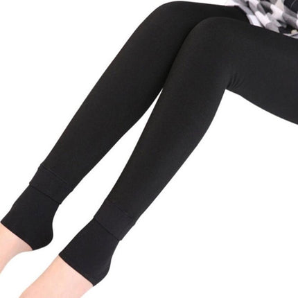 2 PCS Autumn and Winter Models Plus Velvet Thick Stepping Base Women Slim Slimming Warm Pants, Size:M(Black)-garmade.com