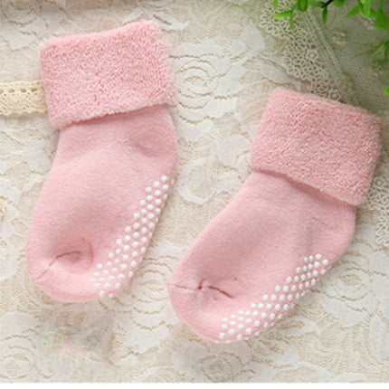 3 Pairs Cotton Baby Socks Thicken Warm Newborn Anti Slip Floor Sock, Size:S(Goose Yellow)-garmade.com