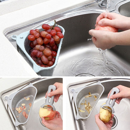 Kitchen Vegetable Rack Household Sink Drain Rack Triangle Storage Hanger Free Punch Tray Hanging Basket(Gray)-garmade.com