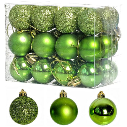1 Box 3cm Home Christmas Tree Decor Ball Bauble Hanging Xmas Party Ornament Decorations(green)-garmade.com