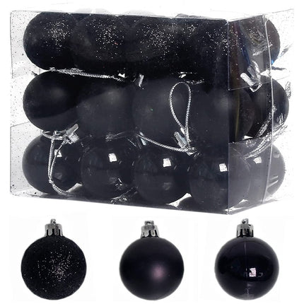 1 Box 3cm Home Christmas Tree Decor Ball Bauble Hanging Xmas Party Ornament Decorations(black)-garmade.com