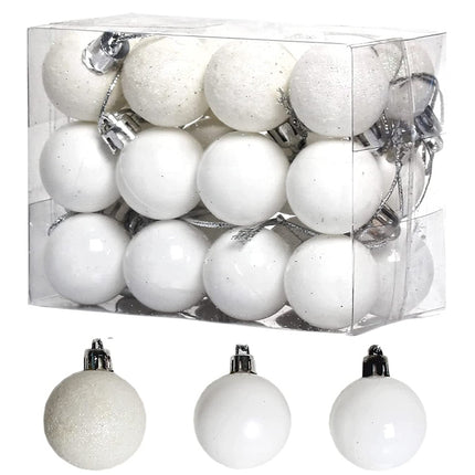 1 Box 3cm Home Christmas Tree Decor Ball Bauble Hanging Xmas Party Ornament Decorations(white)-garmade.com