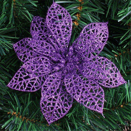 10 PCS 15cm Simulation Hollow Artificial Flower Children Birthday Party Decoration New Year Christmas Decor(Purple)-garmade.com