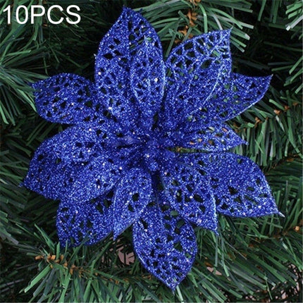 10 PCS 15cm Simulation Hollow Artificial Flower Children Birthday Party Decoration New Year Christmas Decor(Blue)-garmade.com