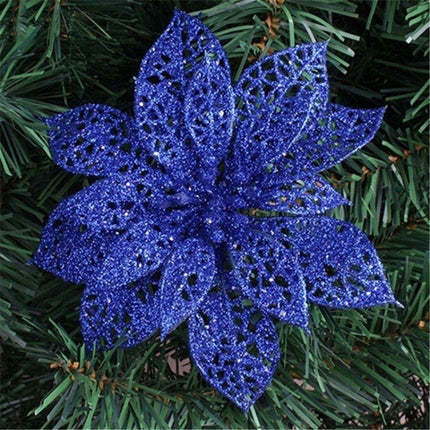 10 PCS 15cm Simulation Hollow Artificial Flower Children Birthday Party Decoration New Year Christmas Decor(Blue)-garmade.com