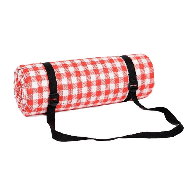 FP1409 6mm Thickened Moisture-Proof Beach Mat Outdoor Camping Tent Mat Without Storage Bag, Size:200x200cm(Red White Grid)-garmade.com