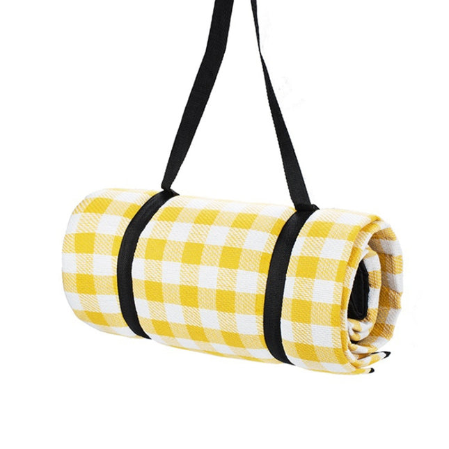 FP1409 6mm Thickened Moisture-Proof Beach Mat Outdoor Camping Tent Mat Without Storage Bag, Size:200x200cm(Yellow White Grid)-garmade.com