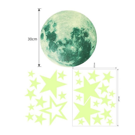 3 PCS AFG33003 Home Decoration Luminous Stars Moon PVC Stickers, Specification:27PCS Star + 30cm Moon-garmade.com