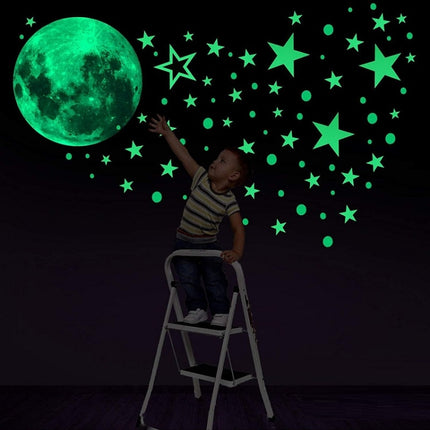 3 PCS AFG33003 Home Decoration Luminous Stars Moon PVC Stickers, Specification:Pink Moon 30cm-garmade.com