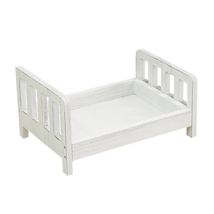 100 Days Old Wooden Bed For Newborns Children Photography Props(White)-garmade.com