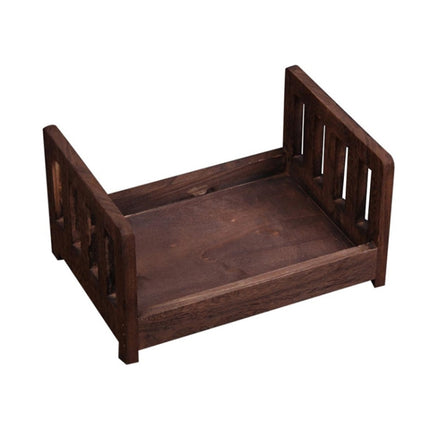 100 Days Old Wooden Bed For Newborns Children Photography Props(Coffee)-garmade.com