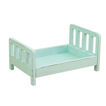 100 Days Old Wooden Bed For Newborns Children Photography Props(Green)-garmade.com