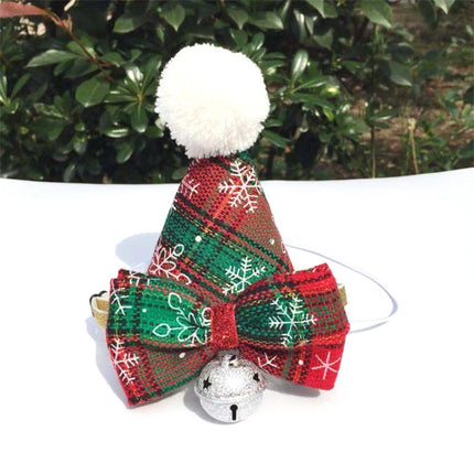 2 PCS Pet Christmas Hat and Bow Tie Set Holiday Accessories(Hat + Bow Tie)-garmade.com