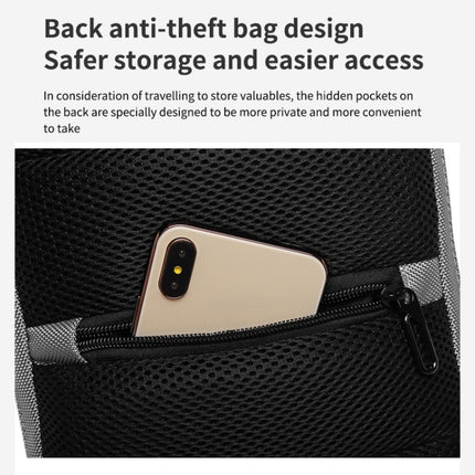 Ozuko 9283 Men Outdoor Anti-theft Chest Bag Rivet Messenger Bag with External USB Charging Port(Blue)-garmade.com
