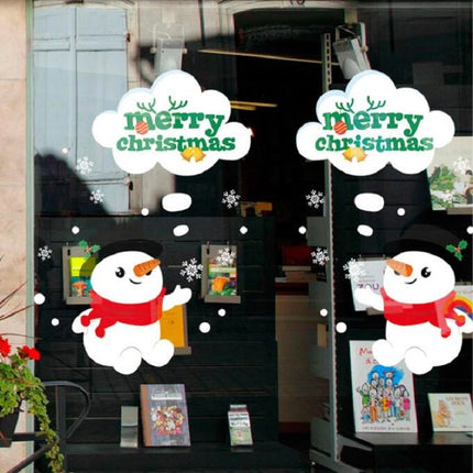 Christmas Decorations Stickers Glass Window Wall Stickers(Snowman)-garmade.com