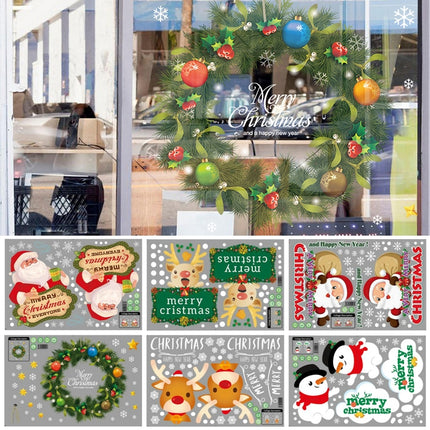 Christmas Decorations Stickers Glass Window Wall Stickers(Snowman)-garmade.com