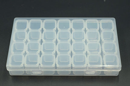 28 Slots Manicure Tool Storage Box Dustproof Independent Compartment Mini Drill Box Jewelry Box PP Pill Box(Transparent)-garmade.com