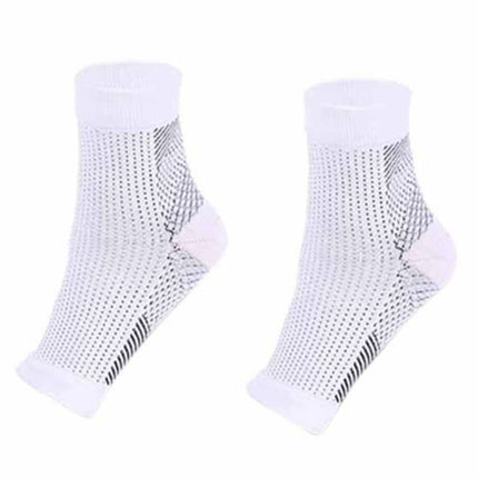 Adult Running Cycle Basketball Sports Outdoor Foot Angel Anti Fatigue Compression Foot Sleeve Sock, Size:S/M(White)-garmade.com