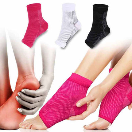 Adult Running Cycle Basketball Sports Outdoor Foot Angel Anti Fatigue Compression Foot Sleeve Sock, Size:S/M(White)-garmade.com