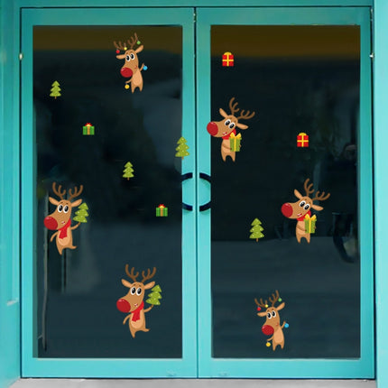 Christmas Elk Shop Window Decoration Stickers Glass Cabinet Door Stickers-garmade.com