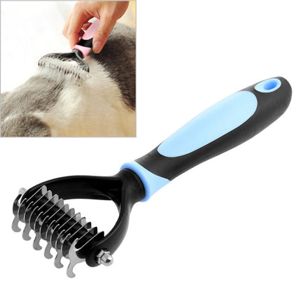 Fur Hair Grooming Hair Shedding Tool Brush for Dog Pet Cat(Blue)-garmade.com