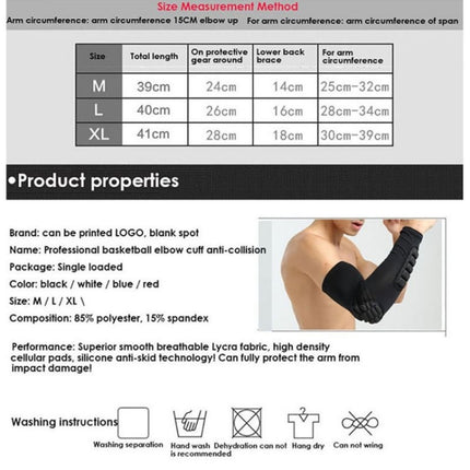 Basketball Sleeve Cellular Anti-collision Anti-slip Compression Elbow Protective Gear, Size:L(WHITE)-garmade.com