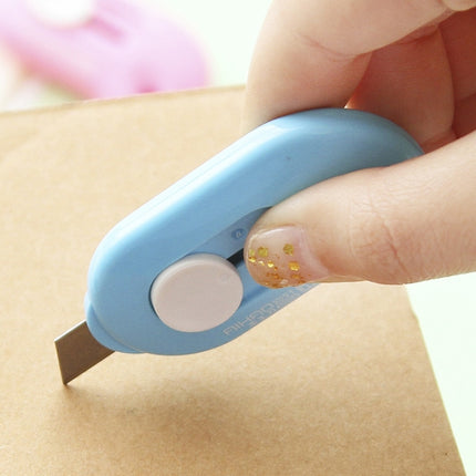 Cute Solid Mini Portable Knife Paper Cutter Razor Blade Office Stationery, Random Color Delivery-garmade.com