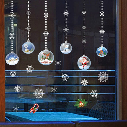 Christmas Wall Stickers Shopping Mall Christmas Decoration Window Glass Stickers(Drop Ball)-garmade.com
