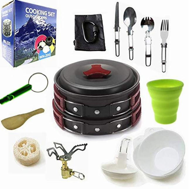 Camping cookware Outdoor cookware set(Red)-garmade.com