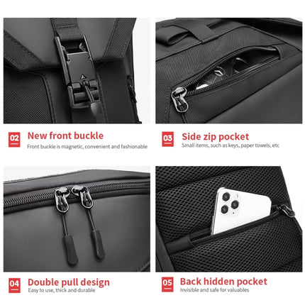 Ozuko 9334 Men Outdoor Multifunctional Waterproof Messenger Bag with External USB Charging Port(Black)-garmade.com