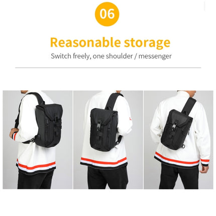 Ozuko 9334 Men Outdoor Multifunctional Waterproof Messenger Bag with External USB Charging Port(Dark Gray)-garmade.com