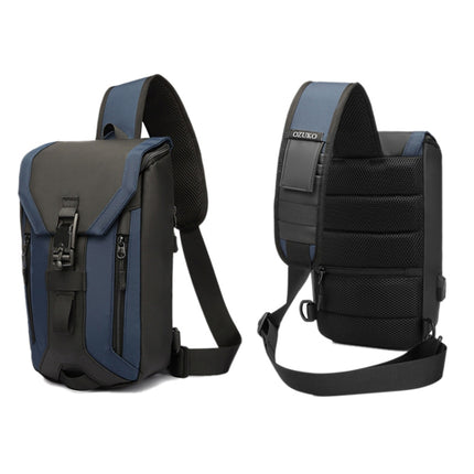 Ozuko 9334 Men Outdoor Multifunctional Waterproof Messenger Bag with External USB Charging Port(Royal Blue)-garmade.com