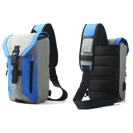 Ozuko 9334 Men Outdoor Multifunctional Waterproof Messenger Bag with External USB Charging Port(Sky Blue)-garmade.com