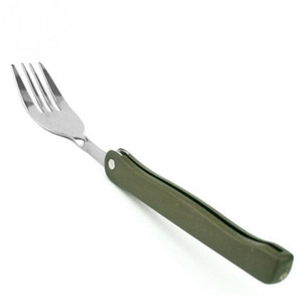 Portable Mini Tableware Set outdoor Tool Folding Cutlery Set with Spoon Fork Knives for Camping Picnic Stainless Steel(Green)-garmade.com