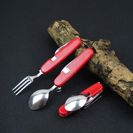 Outdoor Tableware Stainless Steel Spoon / Fork / Knife / Bottle Opener 4 in 1 Multifunctional Folding Cutlery Set-garmade.com