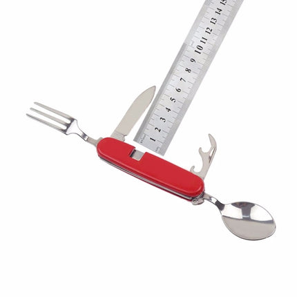 Outdoor Tableware Stainless Steel Spoon / Fork / Knife / Bottle Opener 4 in 1 Multifunctional Folding Cutlery Set-garmade.com