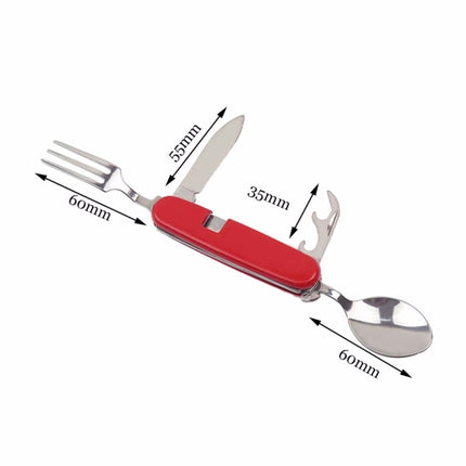 Outdoor Tableware Stainless Steel Spoon / Fork / Knife / Bottle Opener 4 in 1 Multifunctional Folding Cutlery Set-garmade.com