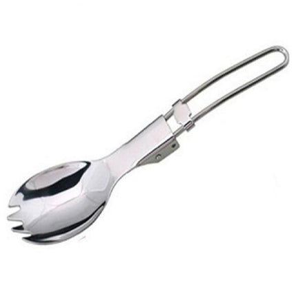 2 PCS Outdoor Camping Hiking Stainless Steel Metal Fork Spoon Tableware Cookout Picnic Folding Spork-garmade.com