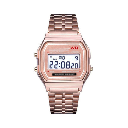 Unisex Sports Watches LED Digital Waterproof Quartz WristWatch(Rose Gold)-garmade.com