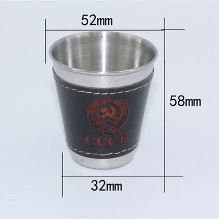 8 PCS/2 Set 70ml Outdoor Camping Tableware Travel Cups Set Picnic Supplies Stainless Steel Wine Beer Cup Whiskey Mugs PU Leather-garmade.com