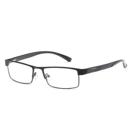 Simple Matel Frame Reading Glasses Hyperopia Eyeglasses +1.00D(Matte Black)-garmade.com