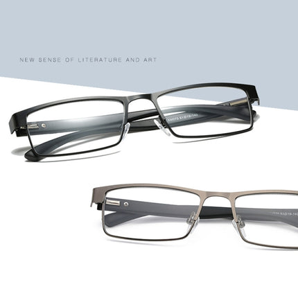 Simple Matel Frame Reading Glasses Hyperopia Eyeglasses +1.50D(Matte Black)-garmade.com